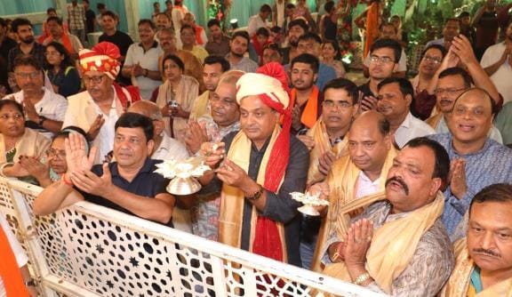 Giriraj foothills illuminated by the divine Chhappan Bhog