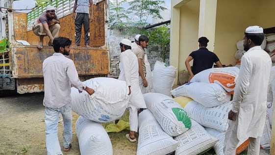 Fodder for animals sent along with relief material