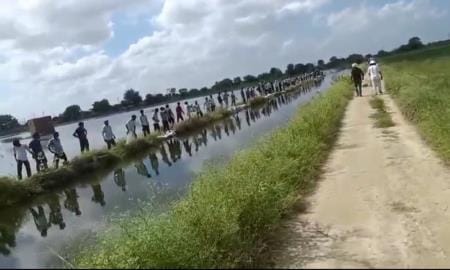 Efforts continued throughout the day, villagers repaired the drain