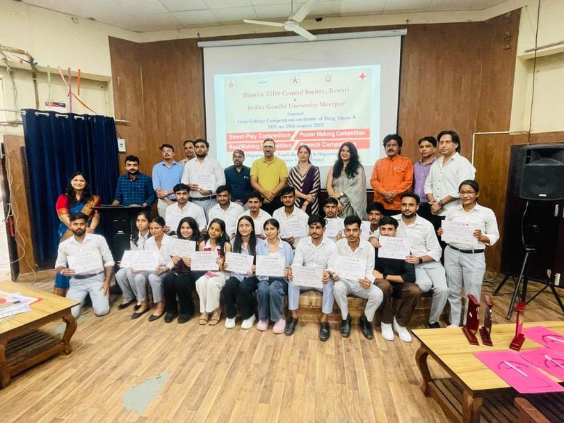 Divya is first in the poster making competition on addiction