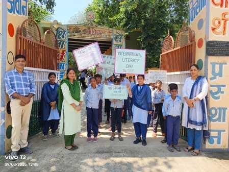 A rally was taken out to create awareness about literacy