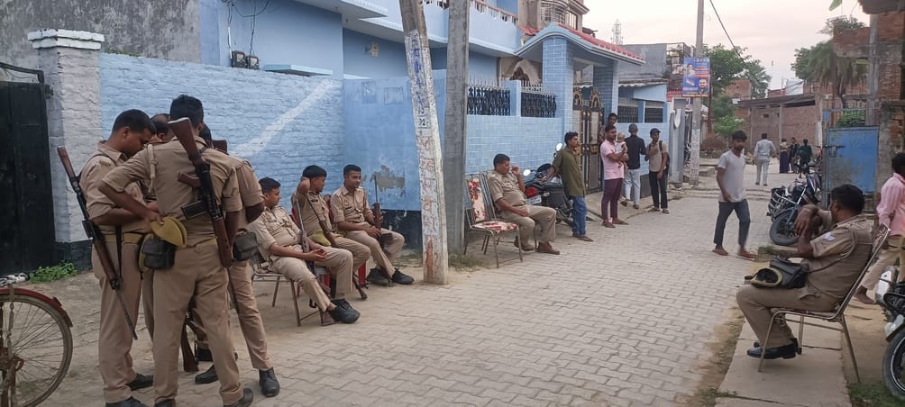 The village is eerily quiet; PAC (police) personnel have been deployed at the accused's house