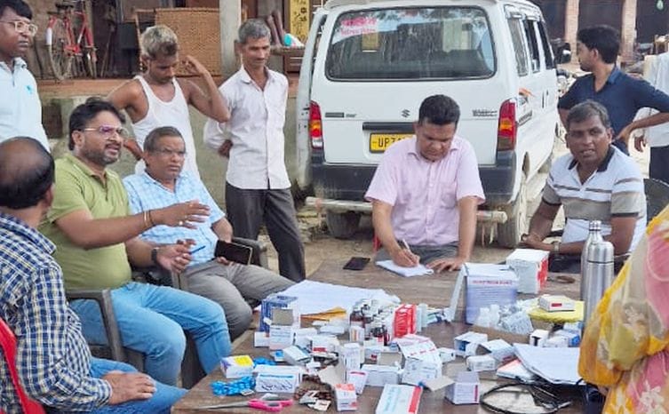 Health check-up of 45 patients in the camp
