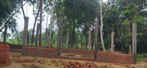 Yellow bricks are used in the walls and masonry is done with sand