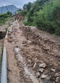 The Public Works Department started the construction of eight kilometers of road