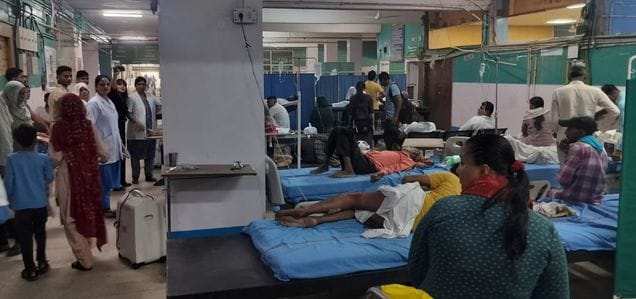 Emergency patients forced to lie in open hall due to construction