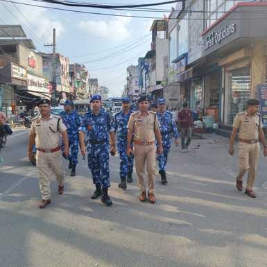 To strengthen security confidence, police conducted a flag march with RAF