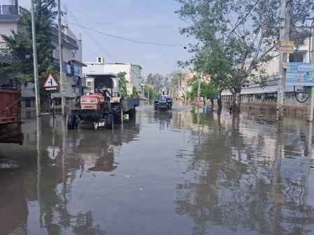 Waterlogging on roads up to one feet in industrial area
