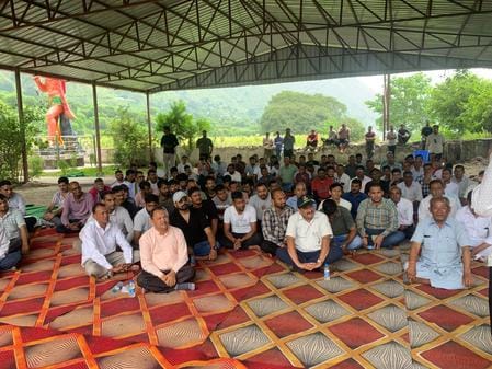 Villagers troubled by potholes on the road had to stage a sit-in