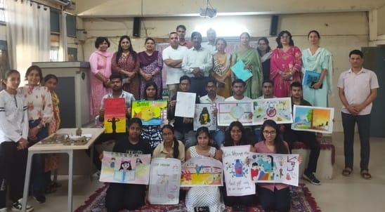 Khushi won in Rangoli, Sanjana in clay modelling and Yogesh in poster making