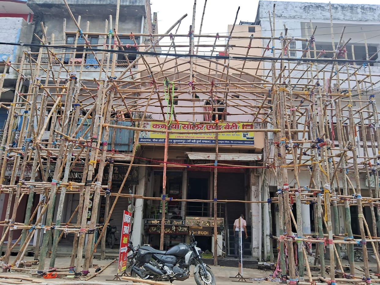 Glimpse of Durga Puja festival started appearing, pandals started being built