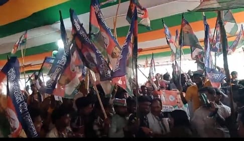 rohtas bihar news: nda workers conference turned tumultuous, noise during leader speech, sasaram news