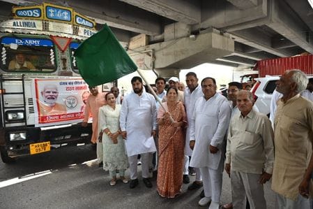 A truck loaded with relief material was dispatched