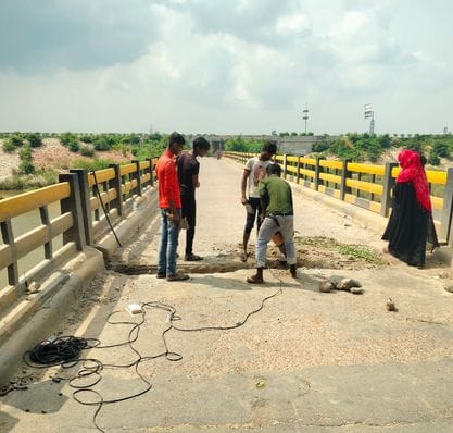 Sai river bridge started repairing, vehicles extracted from other routes
