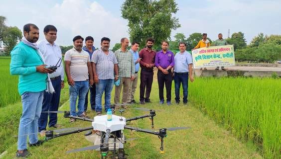 Fertilizer spraying using drone