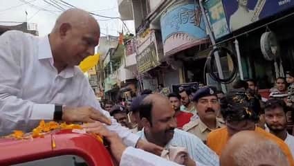 स्वागत कार्यक्रम के दौरान भाजपा प्रदेशाध्यक्ष हेमंत खंडेलवाल।