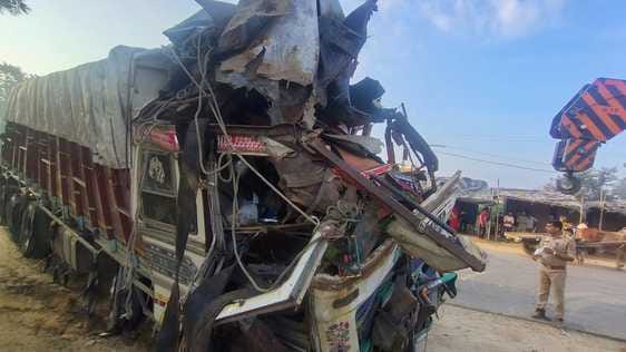 Truck collided from behind with an unknown vehicle, driver died