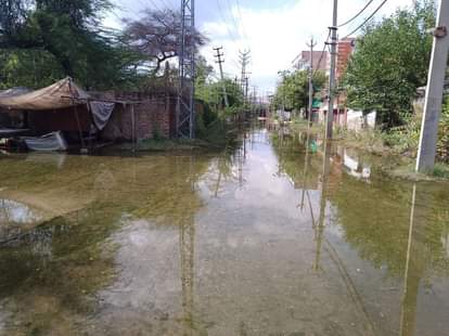 Water accumulated in industrial area, causing problems
