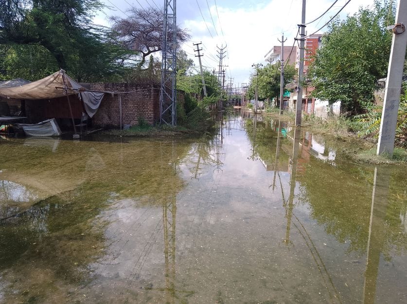 Water accumulated in industrial area, causing problems