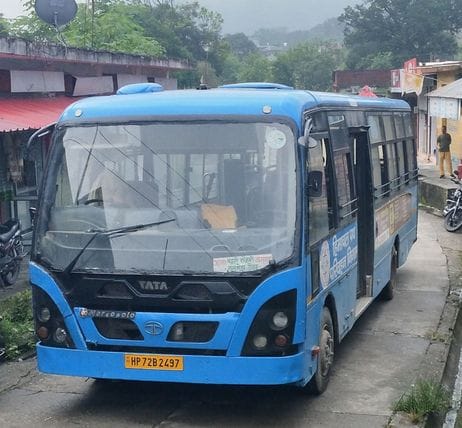 Corporation bus service started after one month on Talmehra Jol road