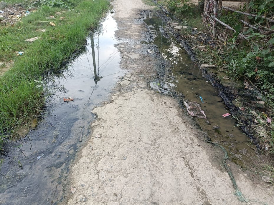 Drains are choked, dirty water is flowing on the road