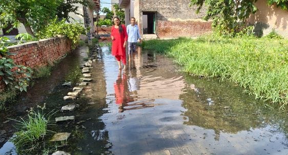 Water filled in the street due to lack of drainage