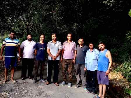 People protested against the construction of the proposed fire station building in Harmandir village