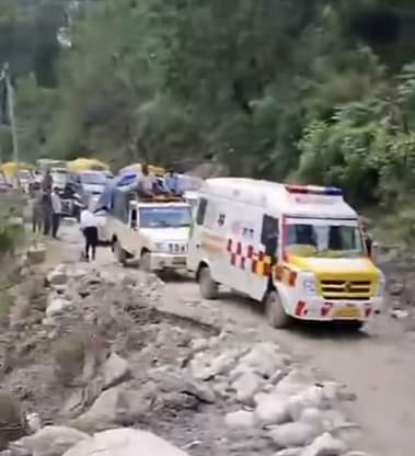 Neither the pain stopped nor the debris... the ambulance remained standing there