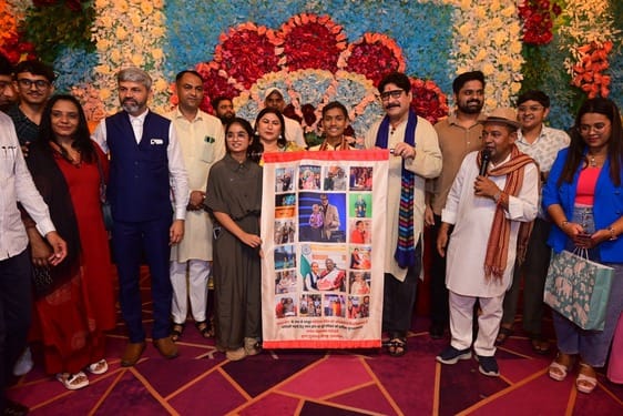 Crowd gathered for blessing decoration ceremony of Google Boy Kautilya Pandit