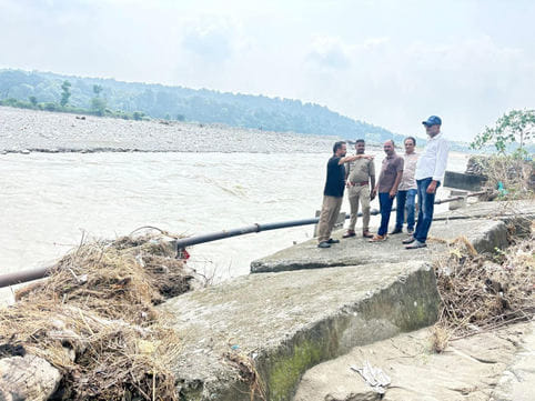 The forest department inspected the barrage to channelize the river