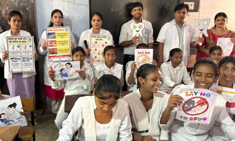 Dentists examined the mouths of the students