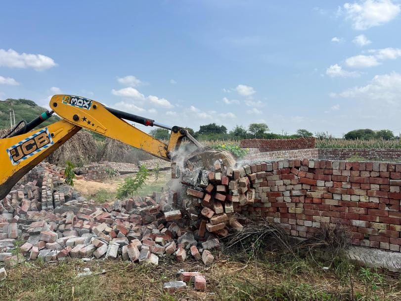 Demolition of illegal colony being developed on 2.5 acres of land
