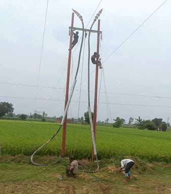 The power was out for six hours while laying high tension line on the highway