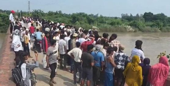 A young man jumped into a canal after an argument with his father.