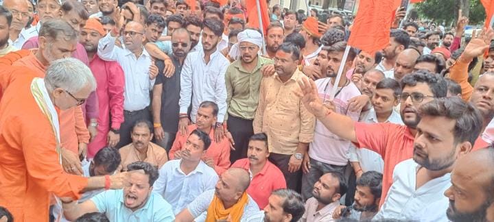 Uproar over conversion issue... uproar in collectorate, highway jammed