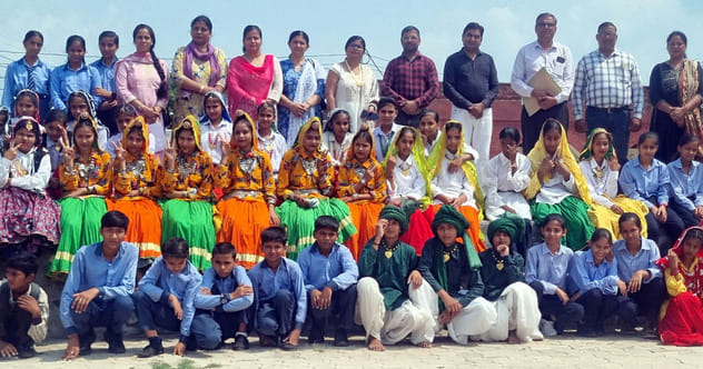 The group of classes 8 to 12 stood first in folk dance.