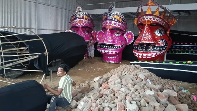 The effigies of Ravana, Kumbhakaran and Meghnad, made by Barkat Ali, remain the centre of attraction.