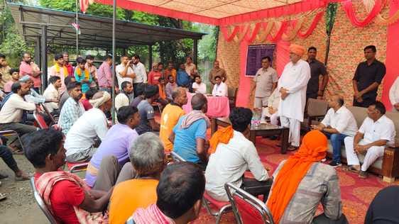 Laddus were distributed to workers at six squares