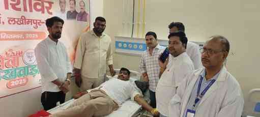 BJP launched a cleanliness drive and organised a blood donation camp