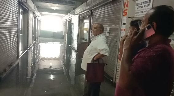 Rainwater entered the Municipal Council building