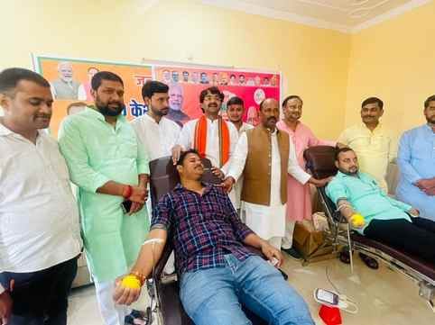 Cleanliness drive was carried out at the booths... workers donated blood.
