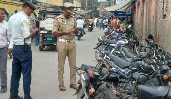 Parking in a no-parking zone, challan issued