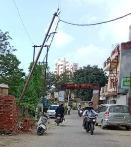 Hanging telegraph poles pose a problem, endangering lives