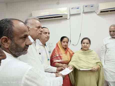 Checks were given to Sadhaura and Adibadri cow shelters.