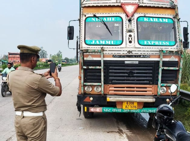 Challans issued for trucks parked on the highway