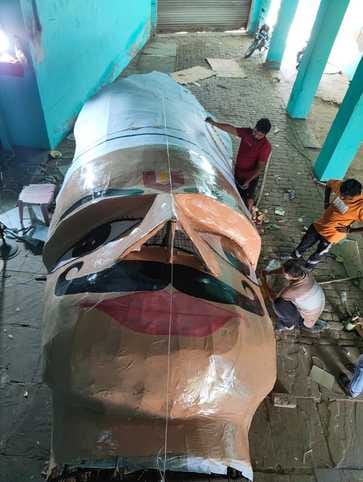 The district's tallest 160-foot Ravana is ready in Berli Kalan.