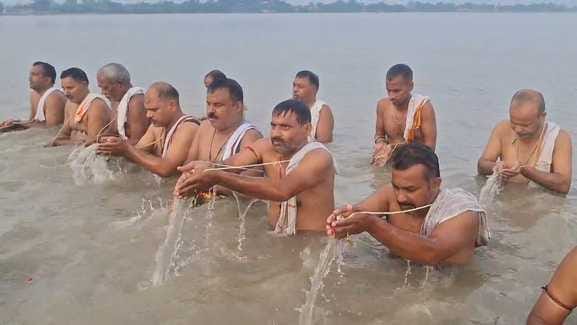 Offering water to the brave martyrs during Pitru Paksha