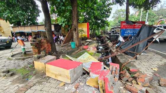 Women's police station boundary wall collapses after rain, three injured
