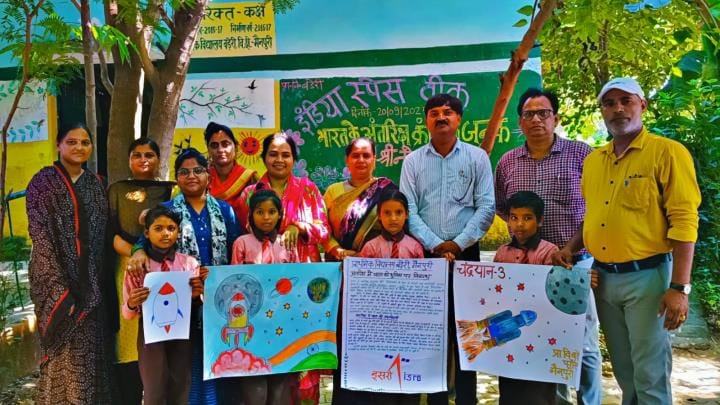 Children created beautiful posters depicting Chandrayaan-3.