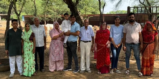 On the birthday of his son, he organised a 'Sawamani' at the cowshed.